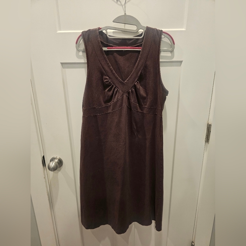 Athleta Brown Organic Cotton Sleeveless Dress Size XL Large #41033 Casual Loun
